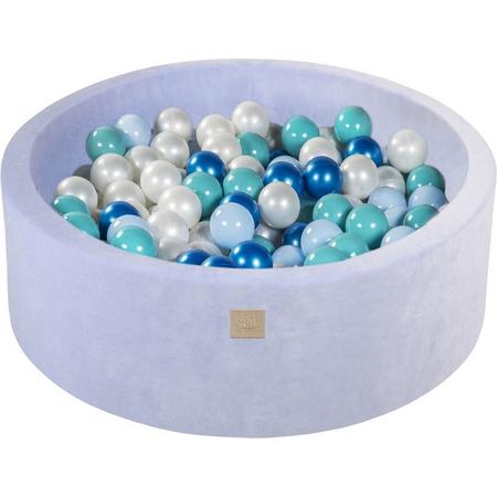Ronde ballenbak VELVET 90x30 - Baby Blauw incl 200 ballen - Blauw Pearl, Baby Blauw, Wit Pearl, Turquoise | Ballenbakje.nl